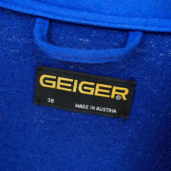 Vintage Geiger Austria Pure Wool Blue Jacket Coat Luxury Natural Fiber, Size M/L - Picture 3 of 9